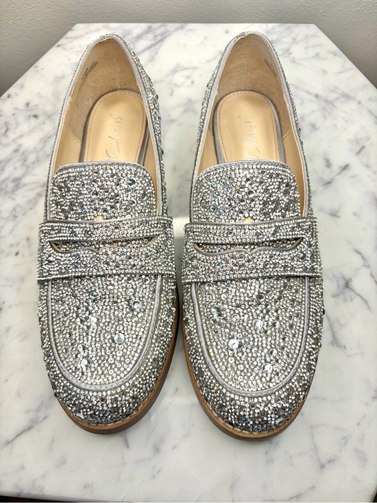 Betsey Johnson Shoes - Betsey Johnson Silver Rhinestone Crystal Loafers Size 7.5 Sparkly Flats